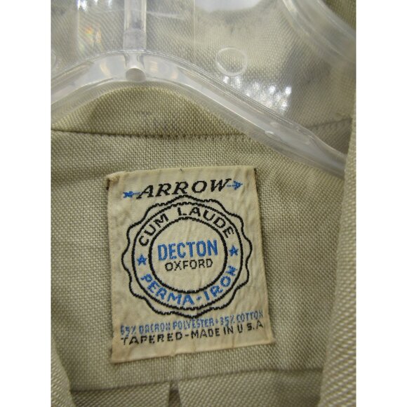 VINTAGE Arrow Shirt Medium 6 Button Cum Laude Oxford Tapered 60s USA * - Picture 10 of 12
